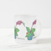 Tasse Givré Usine d'orchidée d'aquarelle dans le beau pot (Devant droit)