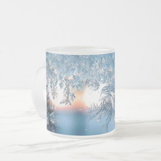 Tasse Givré Vapeur de glace d'hiver bleu blanc gris (Devant gauche)