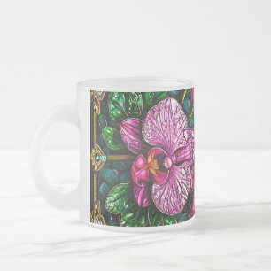 Tasse Givré Verre Tissé Avec Orchidées Roses