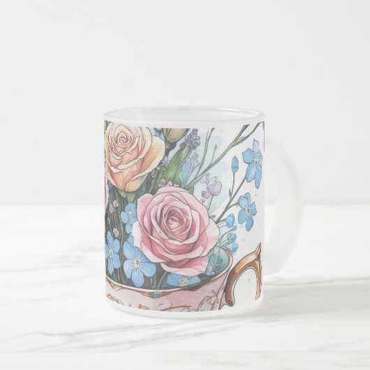 Tasse Givré Vin floral Motif - Aquarelle douce Boho art (Devant droit)