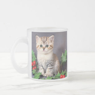 Tasse Givré Vintage Christmas Kitten et Holly