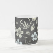 Tasse Givré Vintage Floral Pattern with Ladybugs on Black (Devant gauche)