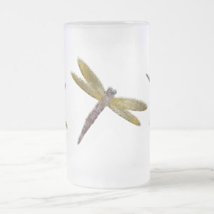 Tasse givrée par libellule en verre souillé