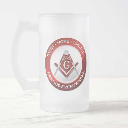 Tasse glaçée maçonnique rouge (Gauche)