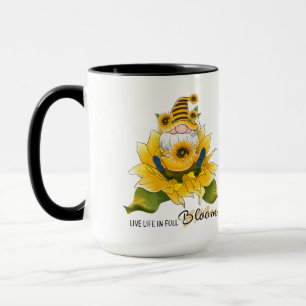 Tasse Gnome/Tournesols "Vivez la vie en pleine flo