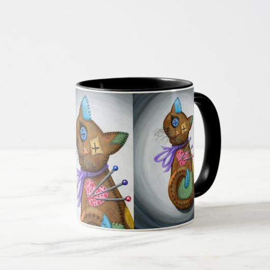 Tasse gothique d'art de chat de patchwork de (Devant droit)