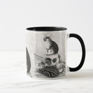 Tasse gothique d'art d'imaginaire de crâne de chat