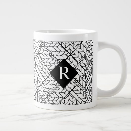 TASSE GRANDE MAILLE ARGYLE BLANCHE + Initiale II  (Droite)