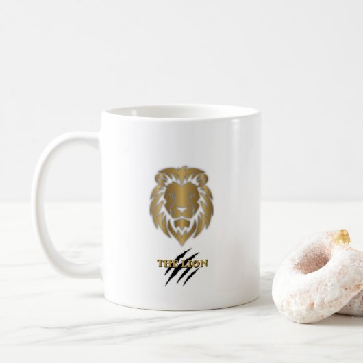 Tasse graphique Lion Or & Noir (Avec donut)
