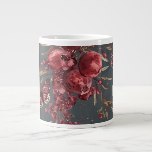 Tasse Grenade & Olive | Impression Botanique Rouge (Devant)