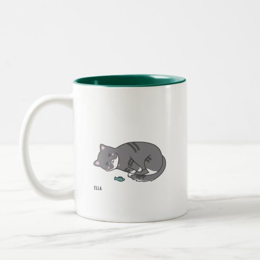 tasse grise de chat tigré (Gauche)