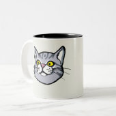 Tasse grise de dessin de chat tigré (Devant gauche)