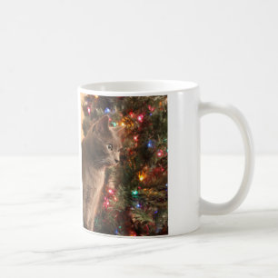 Tasse grise de Noël de chat