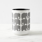 Tasse grise de silhouette d'éléphants (Centre)