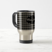 Tasse grise de tasse de café de monogramme de noir
