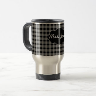 Tasse grise de tasse de café de monogramme de noir