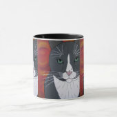Tasse grise de visage de chat (Centre)
