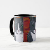 Tasse grise de visage de chat (Devant gauche)