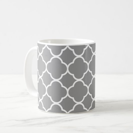 Tasse grise et blanche chic de thé de café de (Devant gauche)