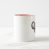 Tasse grise heureuse mignonne de rose de visage de (Centre)