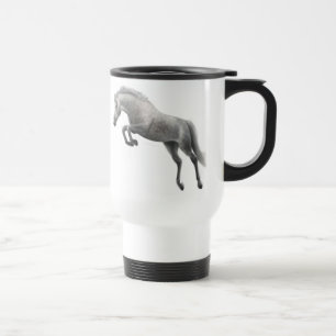 Tasse grise sautante de voyage de cheval