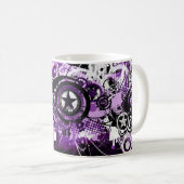Tasse grunge pourpre d'étoile (Devant droit)