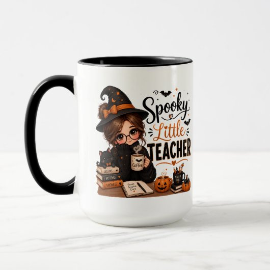 Tasse Halloween Prof Petit Fantôme Accent Noir (Gauche)