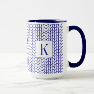 Tasse haute en céramique Navy Combo avec initiale