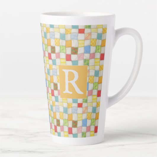 Tasse haute Latte CRAZY QUILT + Texte / Or (Droite)