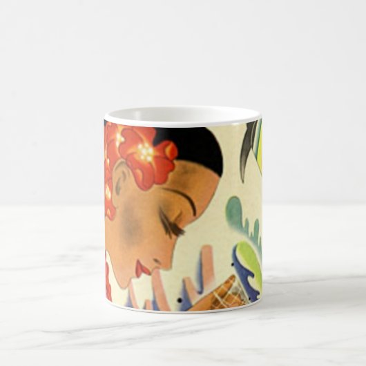 Tasse hawaïenne de poster vintage de fille (Centre)