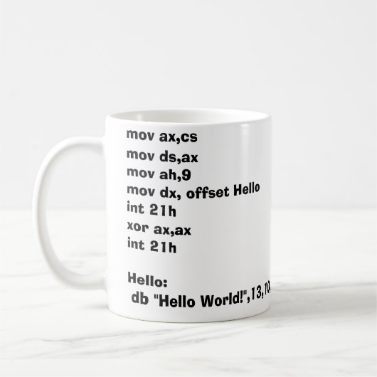 Tasse HelloWorld d'assembleur ! (Gauche)