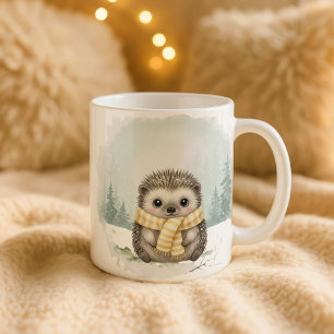 Tasse Hérisson Mignon Aquarelle Noël Cadeau d'Hive