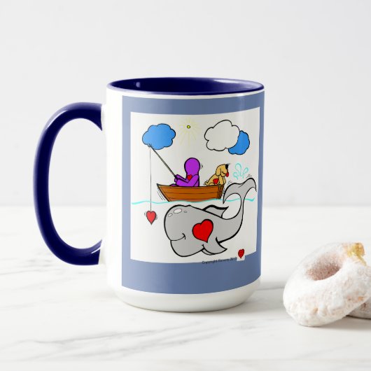 Tasse heureuse de baleine d'art de coeur (Avec donut)