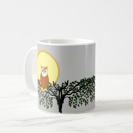 Tasse - Hibou sur branches d'arbre avec Lune (Devant gauche)