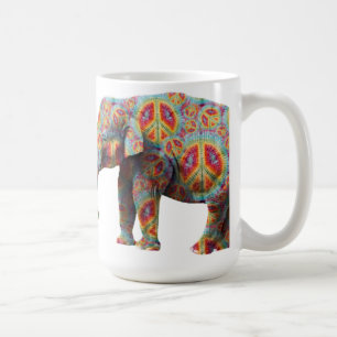 Tasse hippie d'éléphant de paix et d'amour