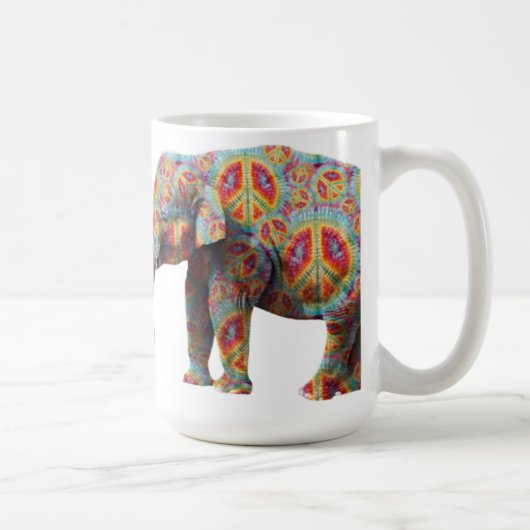 Tasse hippie d'éléphant de paix et d'amour (Droite)