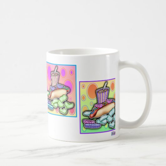 Tasse - Hot Dog Pop Art avec frites et boisson (Droite)