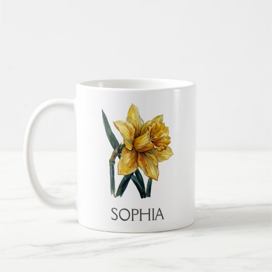Tasse Illustration Botanique - Jonquille Jaune (Gauche)