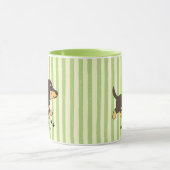 Tasse Illustration Dachshund Rayure Verte (Centre)