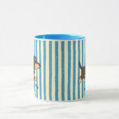 Tasse Illustration Dackel à Rayure Bleue (Centre)