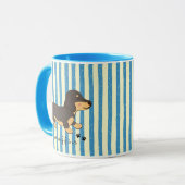 Tasse Illustration Dackel à Rayure Bleue (Devant gauche)