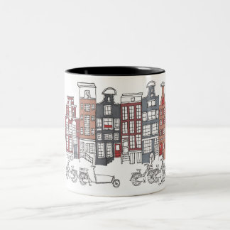Tasse illustrée d'Amsterdam et de vélos