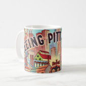 Tasse illustrée de carte postale de Pittsburgh (Devant gauche)