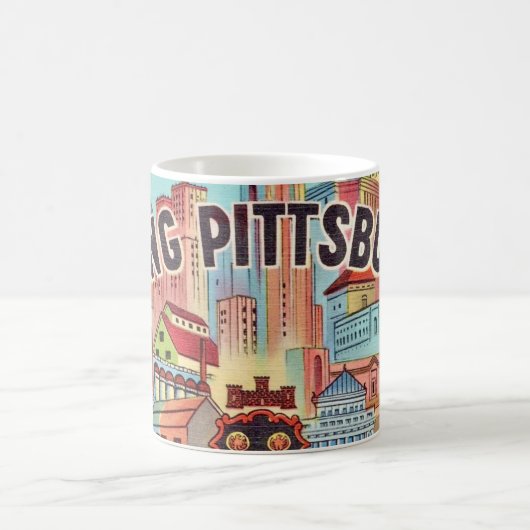 Tasse illustrée de carte postale de Pittsburgh (Centre)