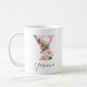 Tasse initiale à aquarelle florale - Y (Gauche)