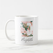 Tasse initiale à l'aquarelle florale - E (Gauche)