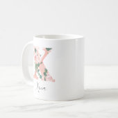 Tasse initiale à l'aquarelle florale - X (Devant gauche)