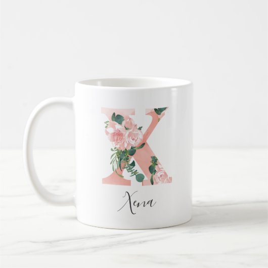 Tasse initiale à l'aquarelle florale - X (Gauche)