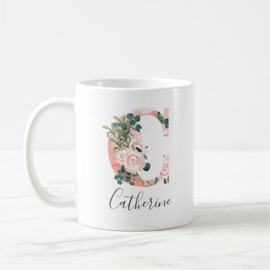 Tasse initiale aquarelle florale - C (Gauche)