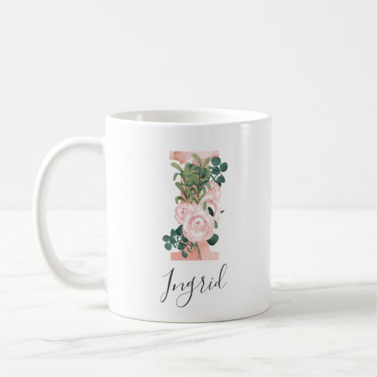 Tasse initiale aquarelle florale - I (Gauche)